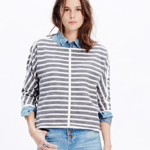Madewell Tops - NWOT Madewell striped back zip pullover M